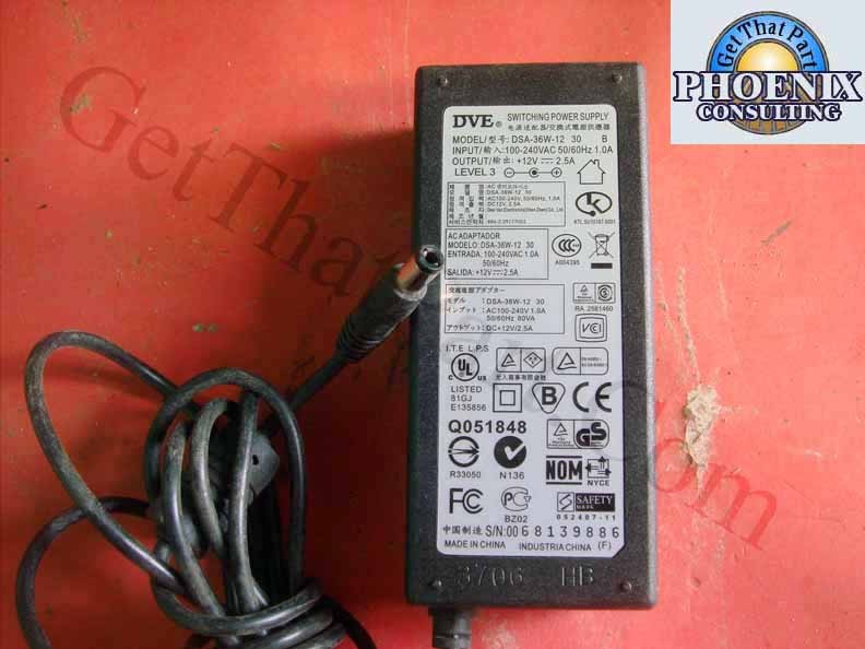 DVE DSA36W12 Switching Power Supply Adapter